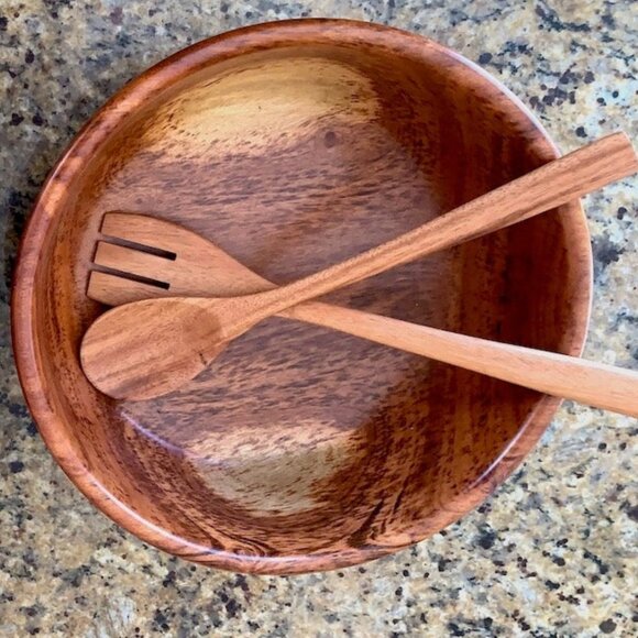 NWT Fair Trade Tropical Hardwood Salad Servers and Cooking Spatula (SET of 3) - Picture 11 of 12